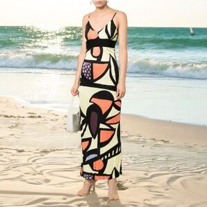 MISSONI Multicolor Abstract Printed Jersey Halter Neck Tie Maxi Dress S